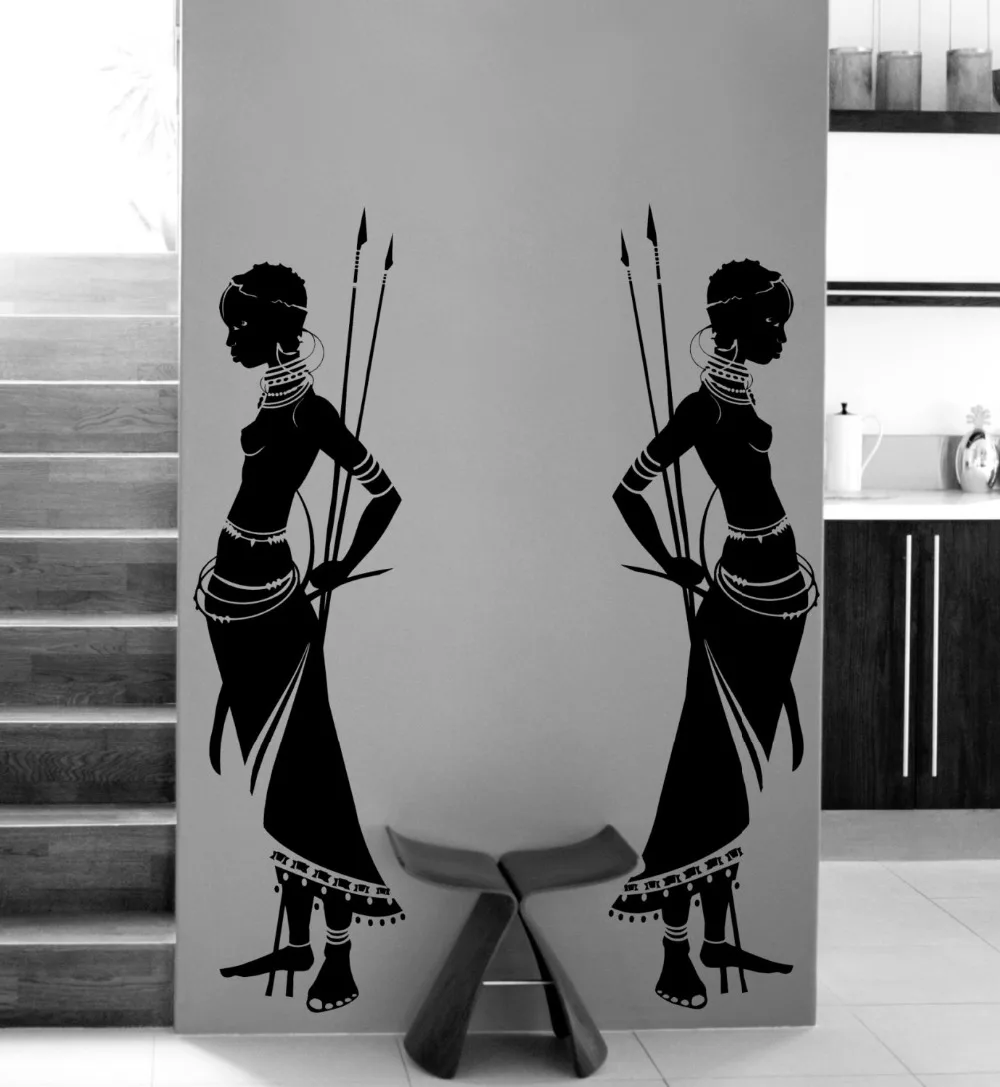 Artykuły gospodarstwa domowego Tribal Dwie afrykańskie kobiety Naklejki Na Ścianę, naklejki na ścianę wystrój domu Salon Morden Konstrukcja Ściany Malowanie Artystyczne A190