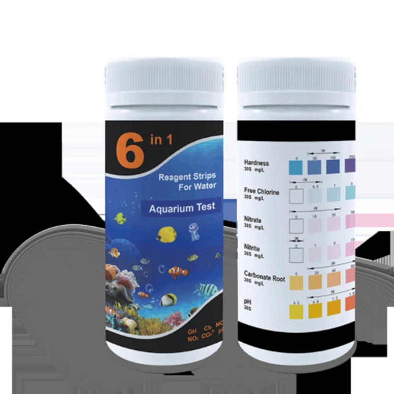 Premium paski testowe 6 w 1 do basenu i akwarium w celu określenia łącznej twardości ogólnej zasadowego PH Azotanu chloru Azotyn