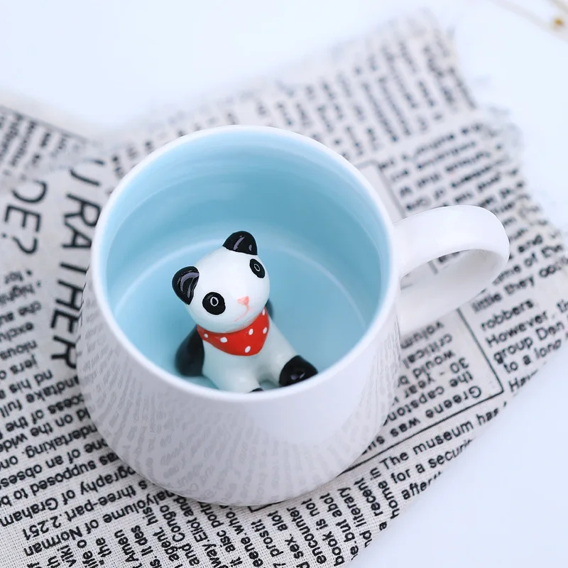 3D Słodkie Zwierzęta, Krowa Panda Żaba Filiżanka Sok, Mleko, Herbata Kubki Kubek Ceramiczny Kubki do Kawy z Uchwytem Naczynia do Napojów Prezent dla Koleżanki Dziecka