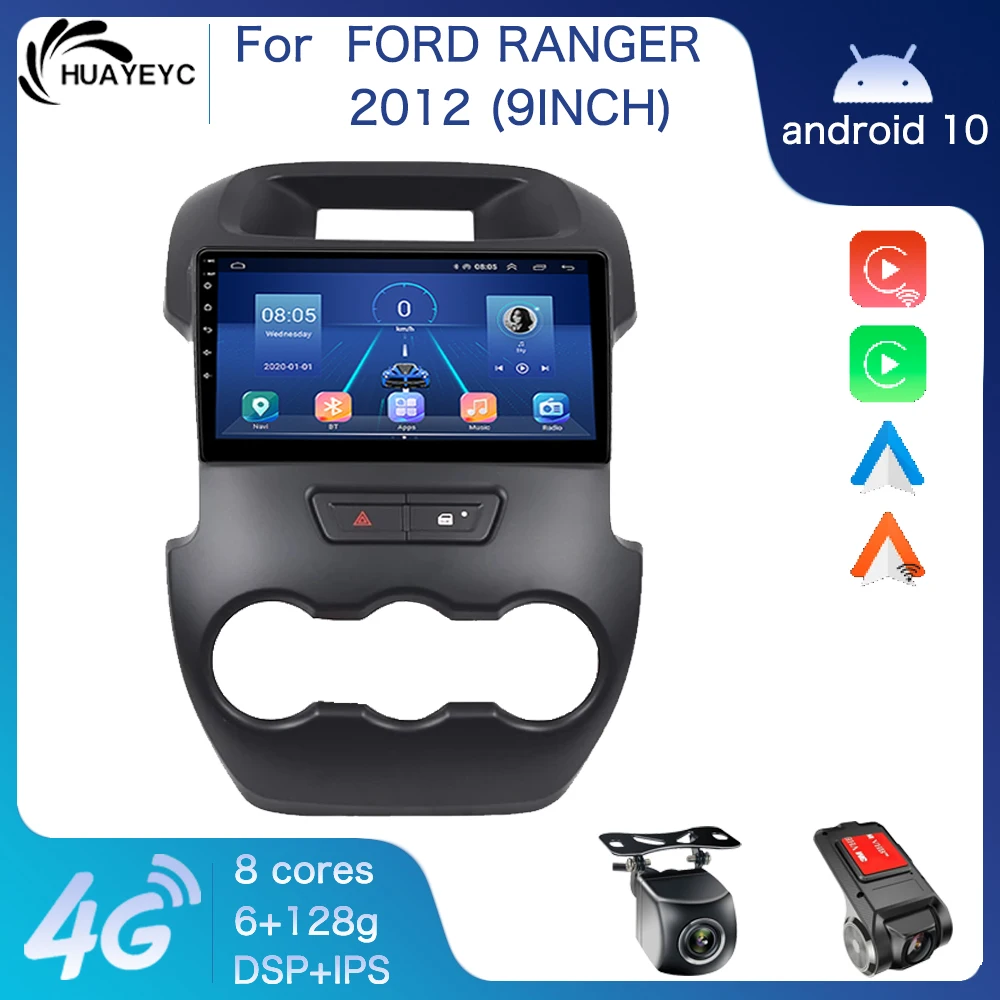 Radio samochodowe z systemem Android Auto Multimedialny Odtwarzacz wideo Dla Ford RANGER F250 2012 Nawigacja GPS Stereo Odbiornik 2-Din radioodtwarzacz Carplay