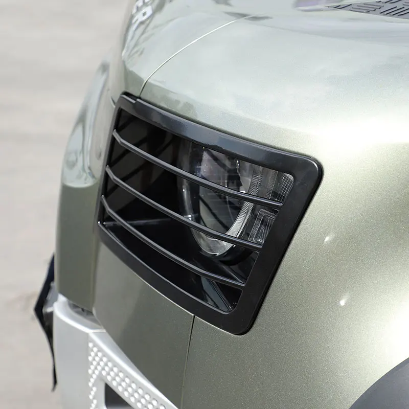 Land Rover Defender 90 110 2020-2023 Stal nierdzewna Czarny Samochód stylizacja Samochodowy Reflektor Klosz Pokrywa Naklejka akcesoria samochodowe
