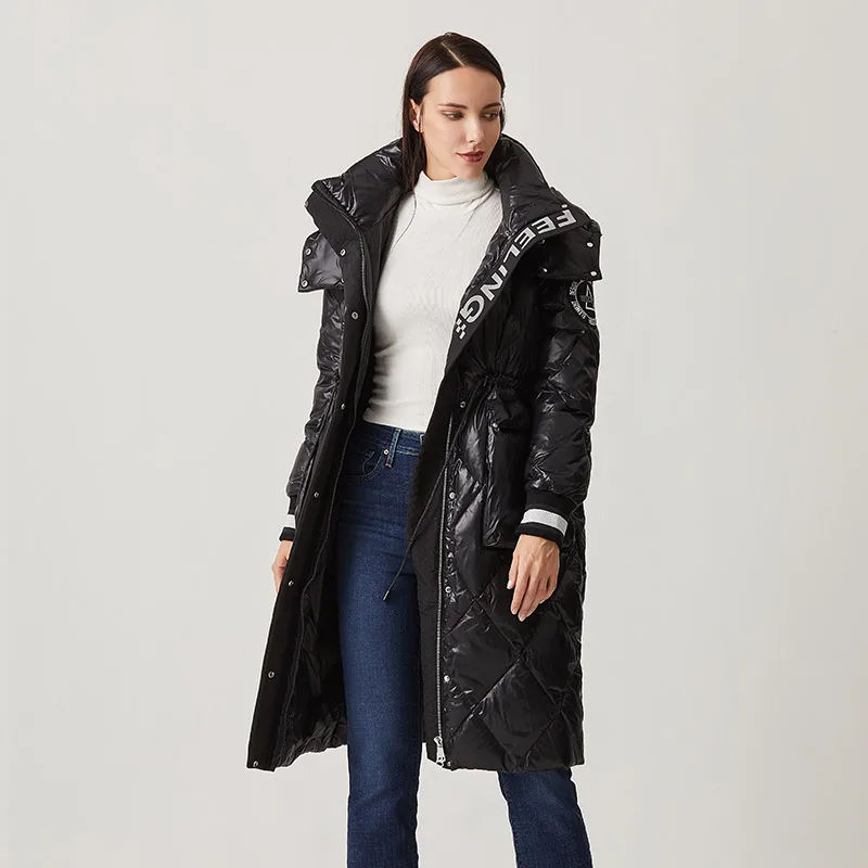 Firmowa wysokiej jakości dół zbiórki kurtka damska jesienno-zimowa modna długa kurtka