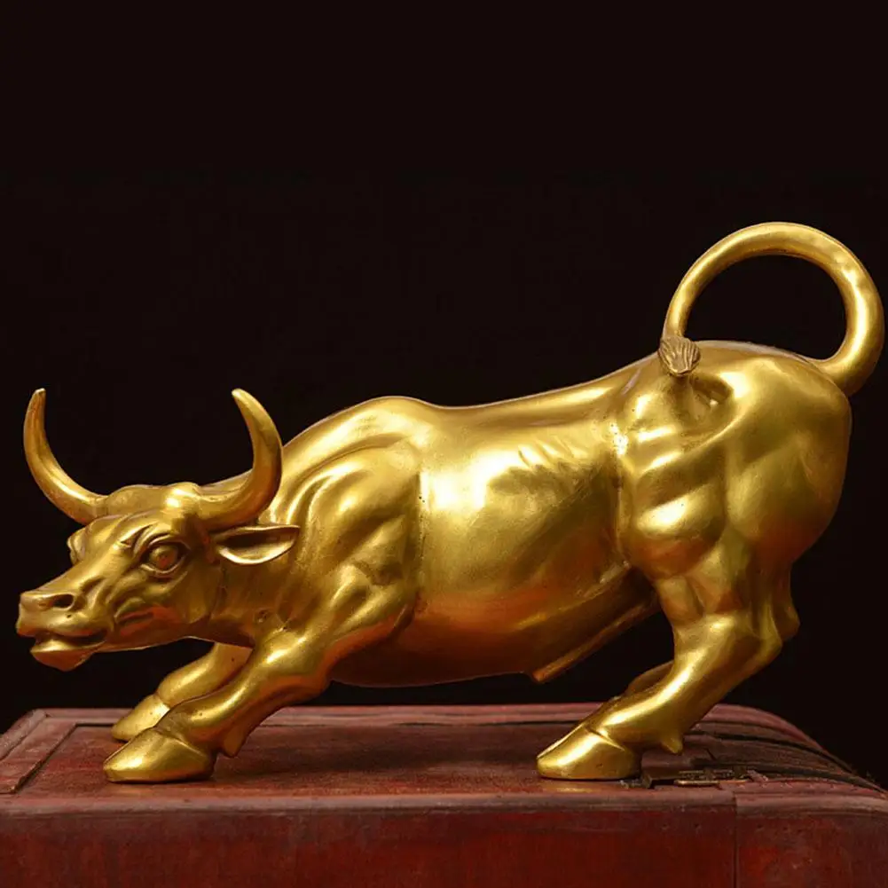 4-Calowy Nowy Złoty Wall street Bull BULL Figurka Rzeźba, Posąg Byka Ozdoba Domowego Biura Prezent