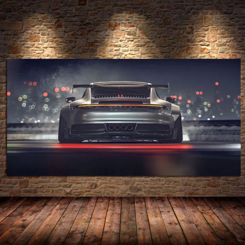 A 911 GT Bcak Widok na Płótnie Malarstwo, Plakaty i Druki Nowoczesne Ścienne Artystyczne Obrazy Do Salonu Dekoracji Domu Bez Ramy