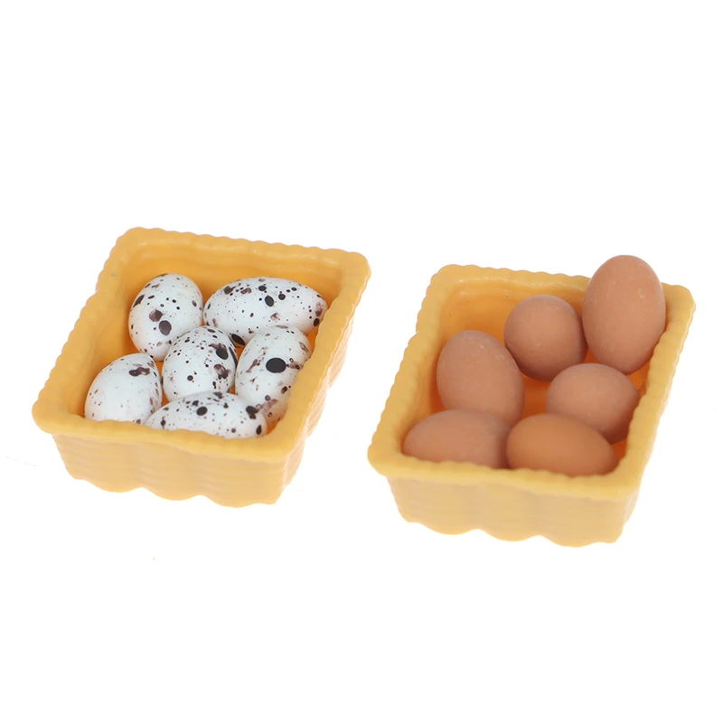 1:12 Skala Domek dla Lalek Miniaturowe Akcesoria Kuchnia Jedzenie Mini Jajko z Zasobnikami dla Jaj dla Lalek Gotowanie Gra jedzenie