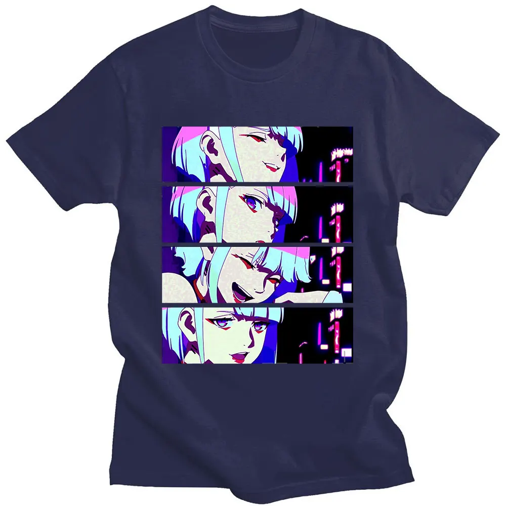 Anime Cyberpunk Edgerunners Koszulki t-Shirt z Nadrukiem Lucy Męska Odzież Gotycka t-Shirt z Krótkim rękawem, Оверсайз Harajuku Odzież Uliczna