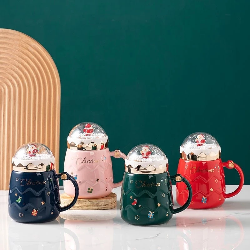 2023 Nowe Świąteczne Kubki Pary Ceramiczne Figurki Świętego Mikołaja Kreatywny Prezent Świąteczny Nowa Pokrywa Projekt Biurowy Strona Mleczna Kawa, Filiżanka