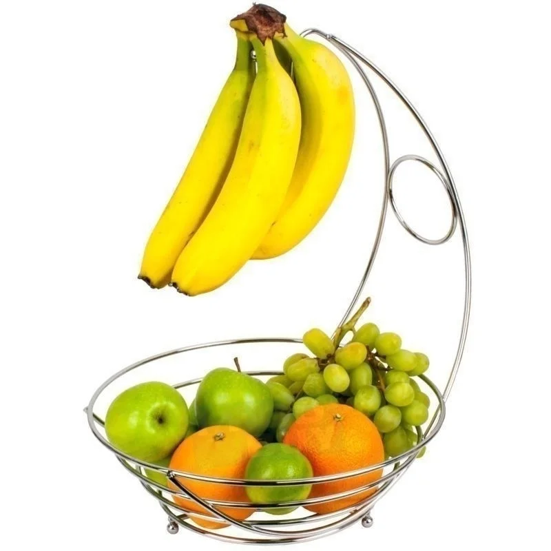 2 W 1 Chromowany Banana Wieszak Owocowa Miska Drzewo Uchwyt na Kosz Stojak Hak naczynia Koszyk Na Owoce