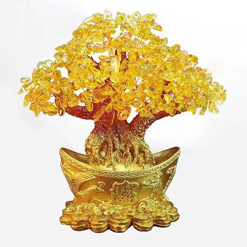Żółty Feng Shui Pieniądze Szczęścia Bogate Drzewo Rzemiosła Naturalny Kryształ Biuro Kreatywny Meble Domowy Wystrój Pokoju