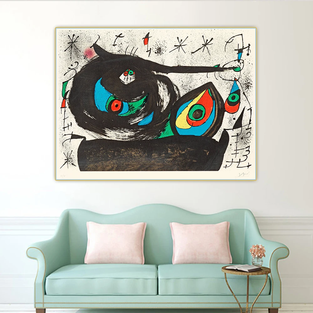 Joan Miró《Homenaje Joan Prats》Płótnie Obraz Olejny grafika Plakat Obraz Ścienny Dekor Ozdoba dla Domu Salonie