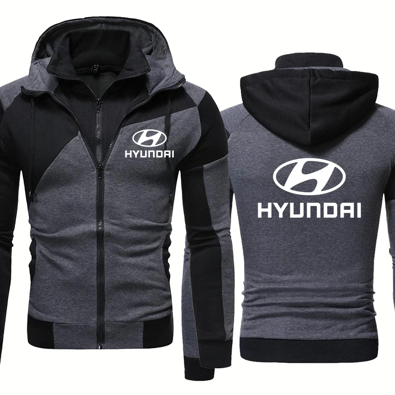 Wysokiej jakości Casual Samochodowy Hyundai Z Logo, Wiosenno-Jesienna Moda Męska Sportowa Kurtka Z Czystej bawełny, Męskie Fałszywa Dwójka