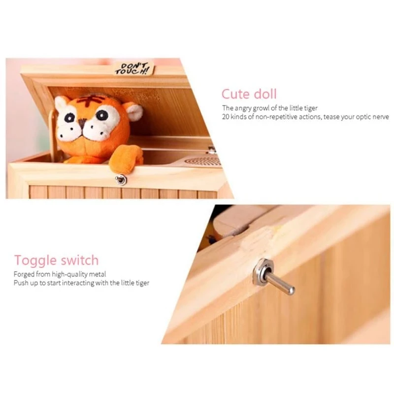 Drewniany Ładny Tygrys Fajna Zabawka w Prezencie E-Bezużyteczne Pudełko dla Chłopca i dla Dzieci interaktywne, zabawki Dla ukojenia Dekoracja Stołu