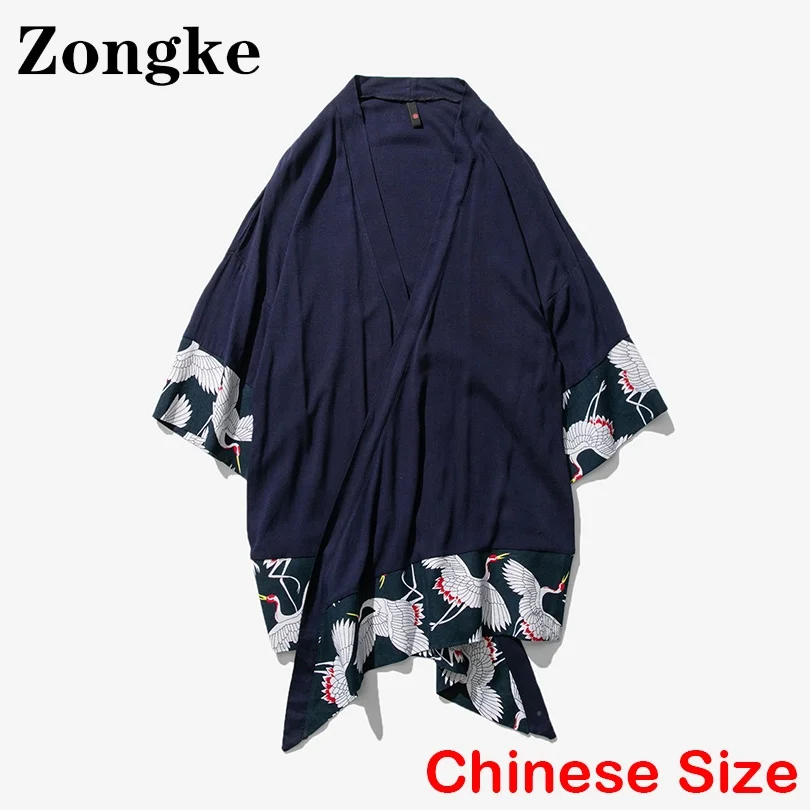 Zongke Długa Kimono Męskie Letnia Koszula Odzież w stylu harajuku Letnie Koszule Dla Mężczyzn Modne Chiński Rozmiar 5XL 2022 Letnie nowości
