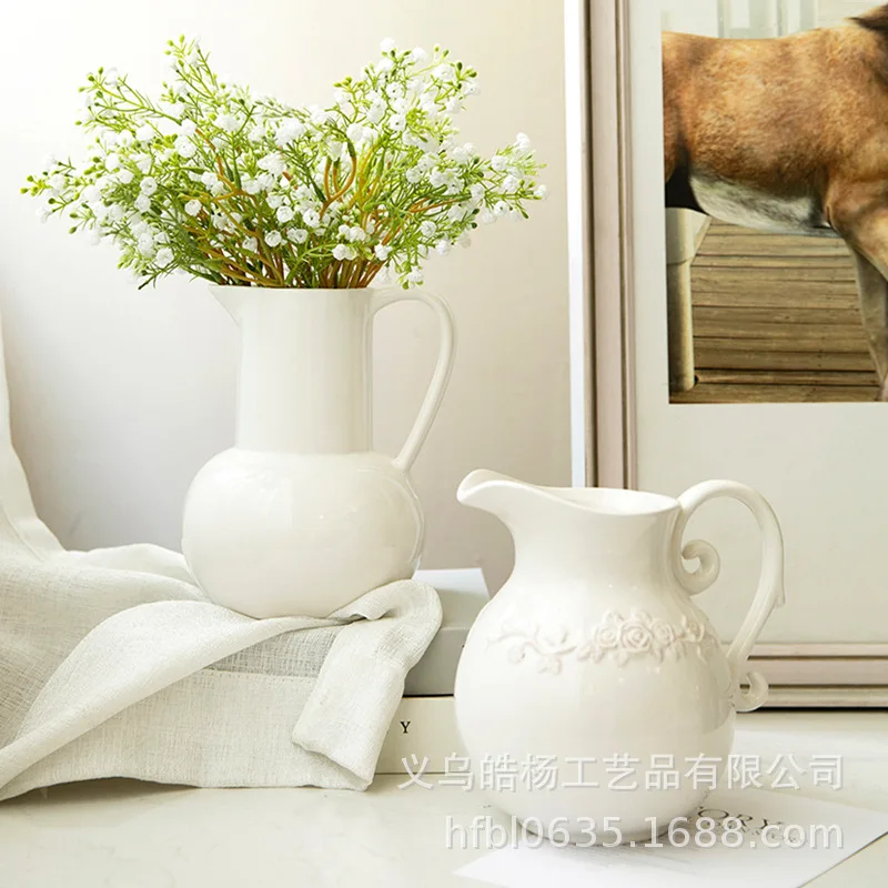 Rzeźbione Lub Herbaty Ceramiczny Wazon Biały Kwiatowa Kompozycja Roślin W Doniczce Rzemiosła Salon Hydroponicznych Wazon Na Kwiaty Ozdoba Ślubna