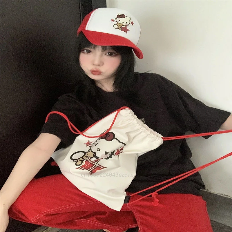 Sanrio Hello Kitty Plecak Y2k Dziewczyna Koronki O Dużej Pojemności Torebki Damskie Moda Tendencja Harajuku Torby Na Zakupy Plecak Dojrzewania