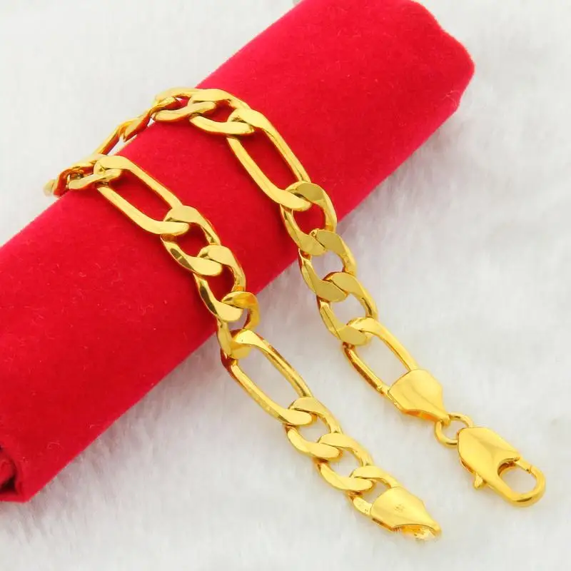 Oryginalne Pozłacane Bransoletki dla mężczyzn, bransoletka łańcuch z czystego złota 6 mm 8 do 10 mm, modny damski bransoletka męska, prosta obsługa