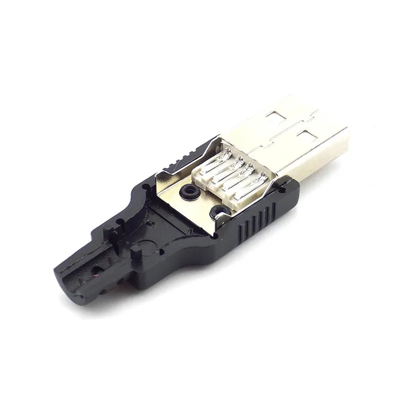 3 w 1 Typu A, Złącze USB 2.0 Złącze 4 Pin Wtyczka Z Czarną osłoną z Tworzywa sztucznego Rodzaj Lutu DIY Złącze
