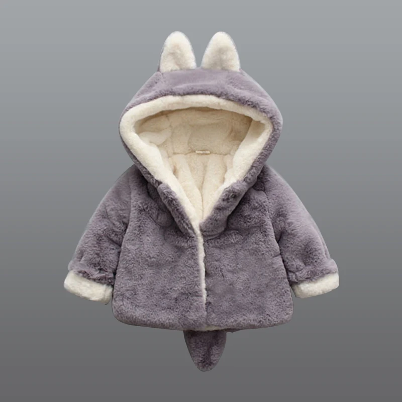 Odzież dla dziewczynek kurtka zimowa dla dziewczynki коралловая polarowa kurtka z kapturem sweter z wełny plus aksamitna grube ciepłe pluszowe kurtka dziecięca kurtka
