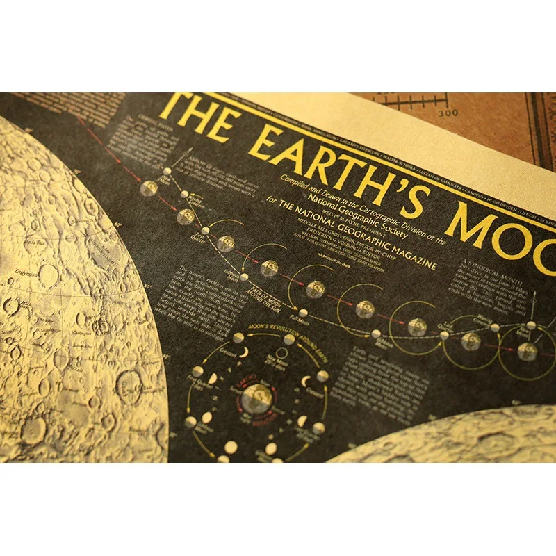 71x47 cm Duży Wzór Retro Papier Ziemia Księżyc Mapa Świata-Plakat Ścienny Wykres Dekoracji Naklejka Na Ścianę