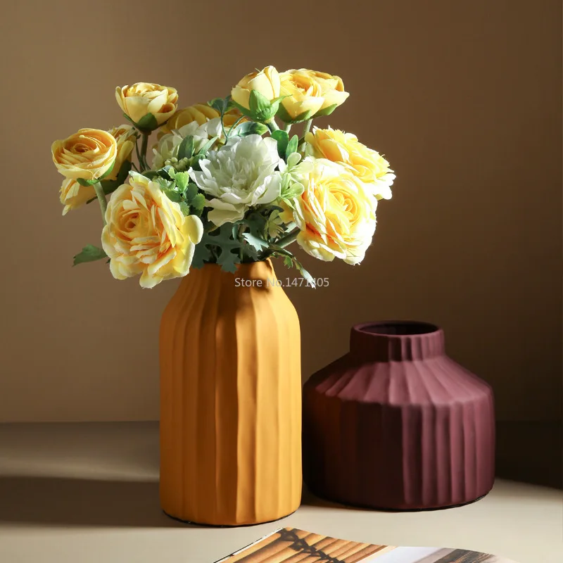 Nordic ins Morandi wazon kreatywna dekoracja salon TV, szafa model pokoju stół flower kompozycja zasuszony kwiat