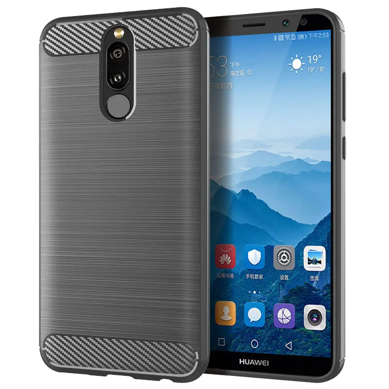 Huawei Mate10 lite 10lite Silikonowy Pełna Ochronny Matowy Pokrowiec Dla Telefonu Nova 2i odporne na wstrząsy Etui Z Włókna Węglowego Coque Fundas