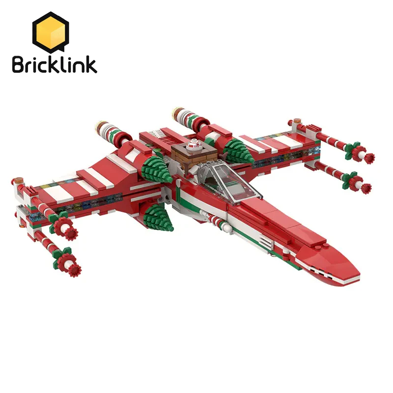 Pomysły Bricklink Star Film Statek X-Wing Fighter Świąteczna Wersja 4002019 Samolot Bloki Zabawki Dla Dzieci Gif