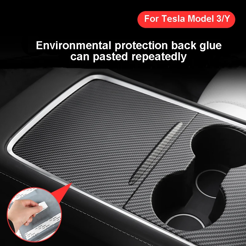 Dla Tesla Model 3 Y Panel Konsoli Środkowej Centralny Puchar Zarządzania Ultra-cienka Pokrywa z tworzywa ABS z oryginalnym samochodowym Ochronnej Dekoracyjne Нашивкой