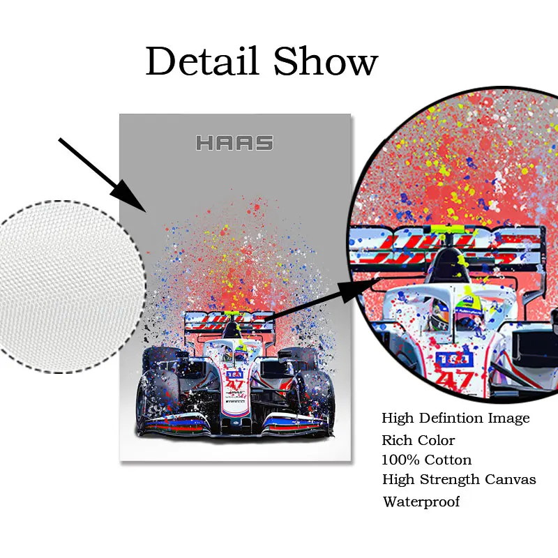 2022 F1 Formuła 1 Wyścigi samochodowe Plakat Uchwyt Sztuka Mclaren Plamy Farby Samochód Wyścigowy Kolekcja Płótno Malarstwo Reprodukcje Łazienka Wystrój Domu
