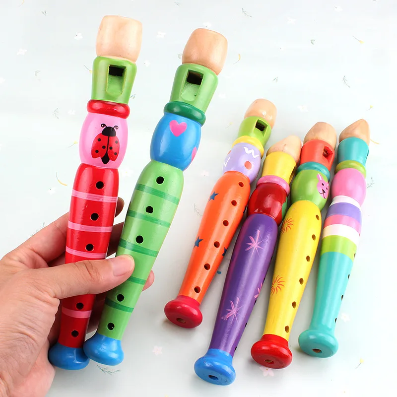 Drewniana Kreskówkowe Flet Wczesnej Edukacji w Rozwoju Typ 6-Луночный Rejestrator Flet dla Dzieci, Instrumenty Muzyczne, Zabawki dla Dzieci