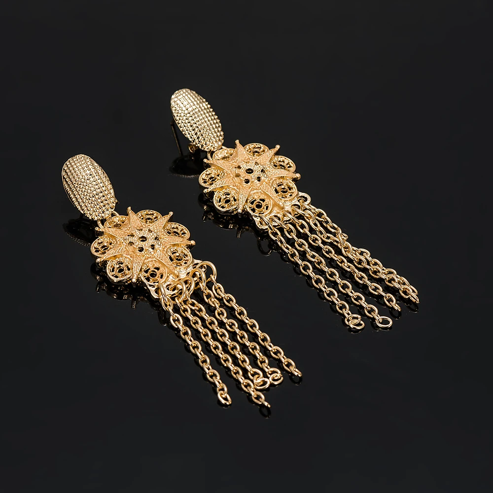 Biżuteria zestaw w kolorze złota biżuteria zestawy Afrykański ślub ozdoba prezenty ślubne damskie obroże naszyjnik bransoletka kolczyki zestaw pierścień