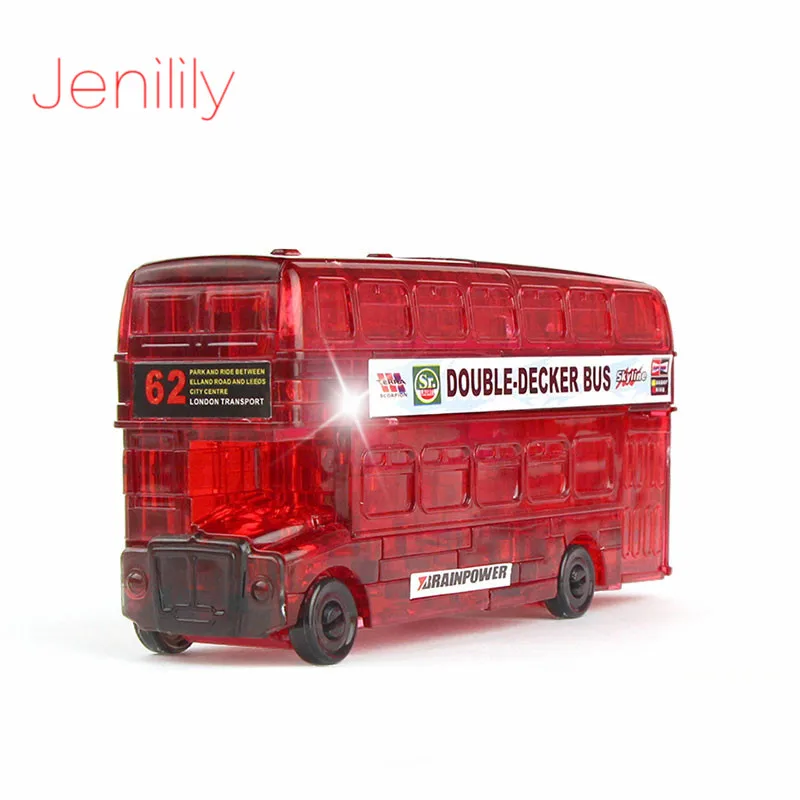 3D Autobus Kryształowe Puzzle Zabawki Dla Dzieci, Dorosłych, Puzzle DIY 3D Puzzle Układanki Montaż Model Inteligentne Zabawki Edukacyjne Dla Dzieci