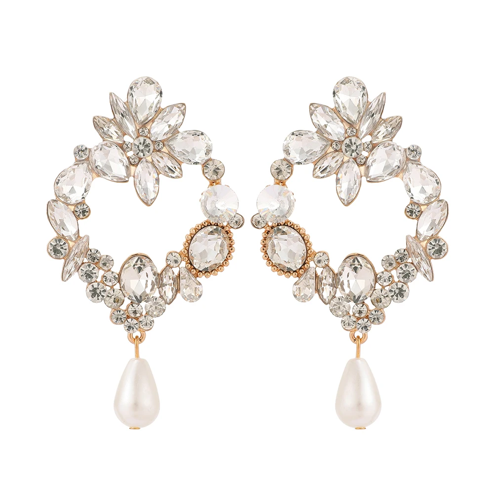 Ztech Nowa Sztuczna Perła Wisiorek Kwiat Kryształ Gotycki Styl Luksusowe Kolczyki Z Kryształkami Dla Kobiet Koreański Moda Biżuteria Brincos