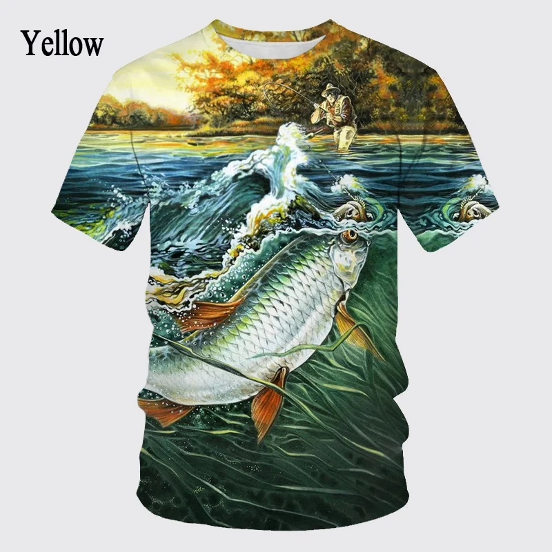 Letnia koszulka dla miłośników wędkowania z 3D Print Ryb, t-shirt z wizerunkiem Okrutny Ryb, t-shirt z krótkim rękawem, t-shirt z Okrągłym dekoltem