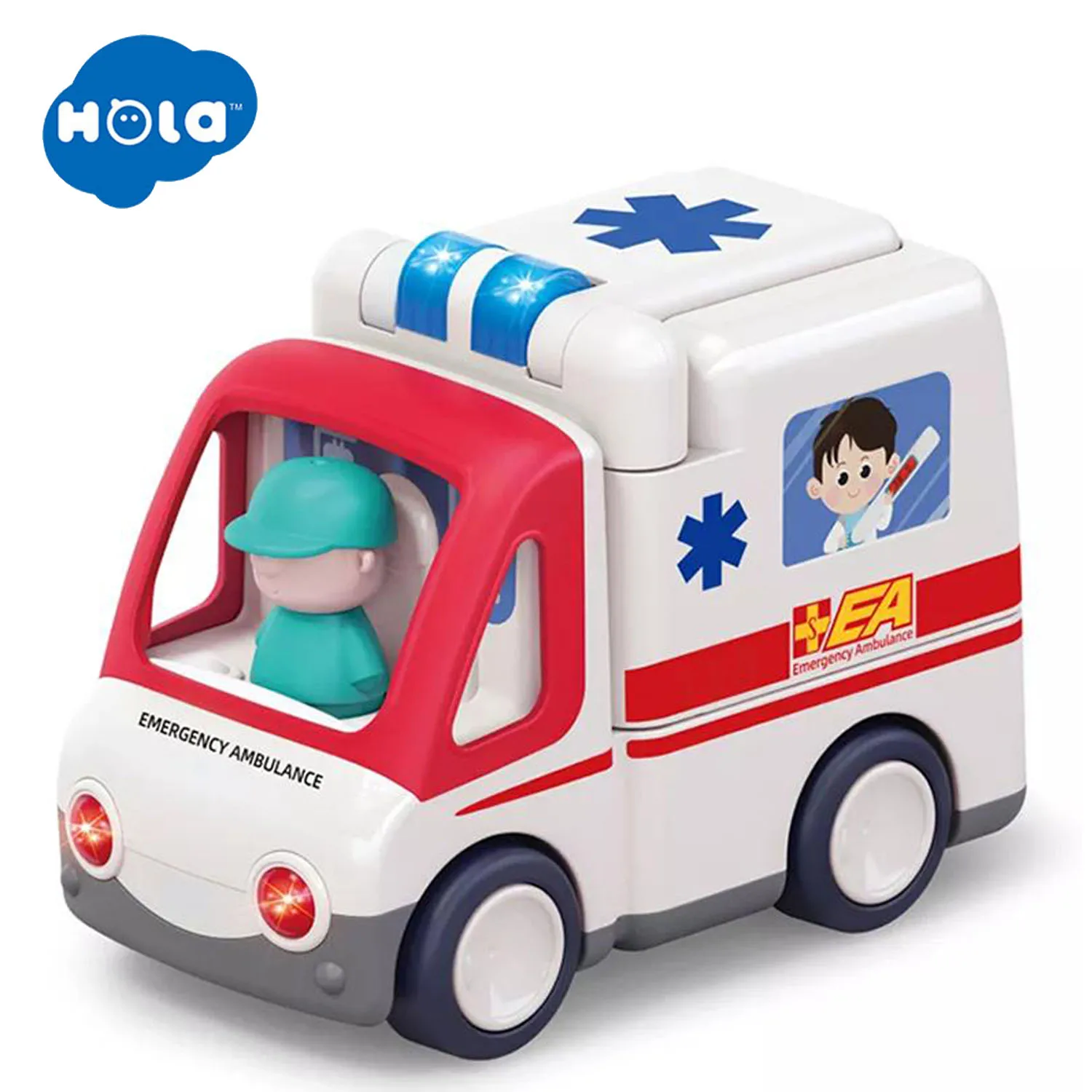HOLA City Medyczna Ambulans Dźwiękowe I Świetlne Samochodowe, Zabawki dla Dzieci, Prezenty dla Chłopców