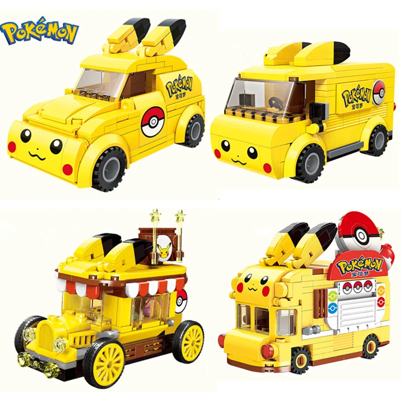 Nowy Pokemon, Kreskówka, Anime, PokÃƒÂ© pws Pikachu Ładny Samochód Autobus Bloki Cegły Zestawy Klasyczny Model Zabawki dla Dzieci Prezenty Świąteczne