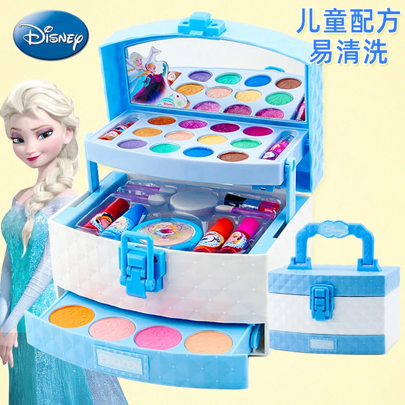 Nowy Disney dziewczyny mrożone 2 Elsa anna księżniczka Makijaż walizka Zabawki zestaw Kosmetyczka Snow white Makijaż Pudełko Zestaw dziecięca Zabawka Prezent