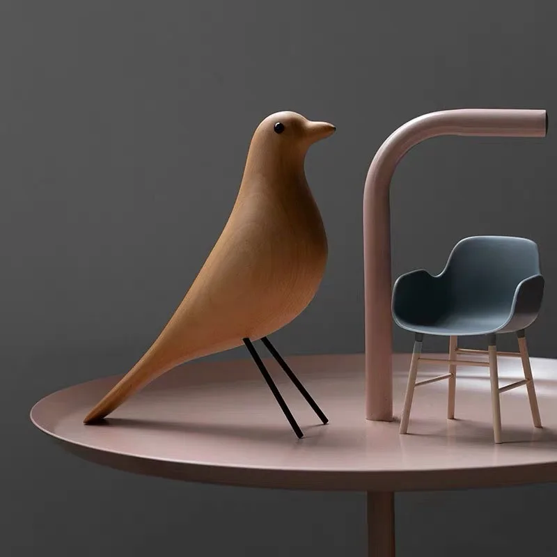 TingKe Nordic proste ins drewniane ozdoby w postaci ptaków kreatywna dekoracja domu Eames wyroby z litego drewna dla ptaków prezent na parapetówkę i urodziny
