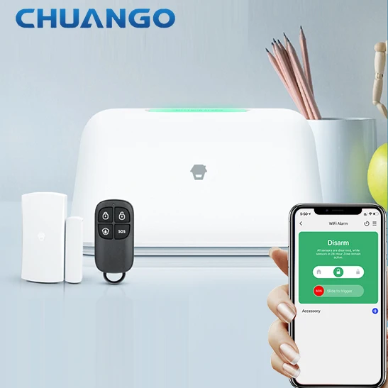 Najwyższej klasy Chuango Smart OV-300 WiFi Alarm Inteligentny Dom Autoalarm z Czujnikiem Dymu/Gazu/PIR