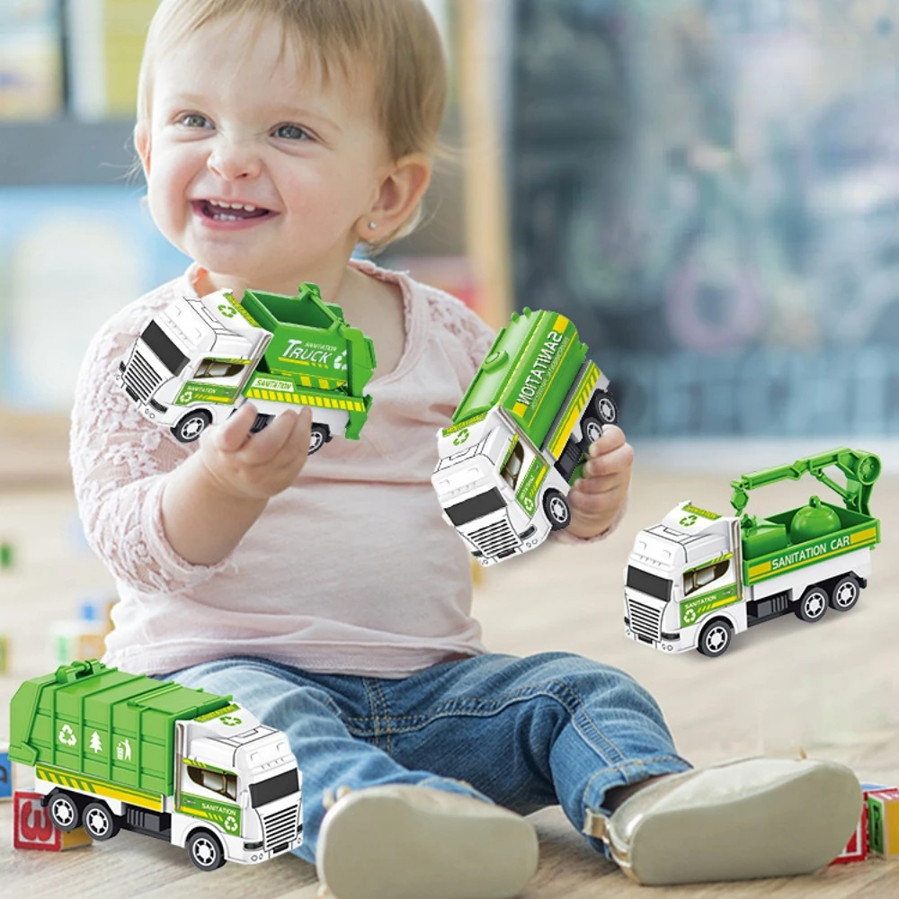 4 szt., Plac samochodem-zabawką, Inercyjne Sanitarne Modele Ciężarówek, Wycofujące Wojskowy Inżynierii, Wóz Strażacki, Zabawki dla Chłopców, dla Dzieci Prezent
