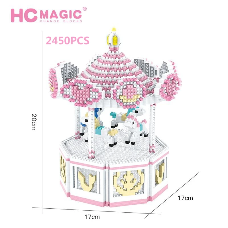 HC Magiczne Bloki Słodkie Kreskówkową Maszyny Zabawka Karuzela Plac Model UFO CATCHER Cegły Brinquedos dla Zabawek dla Dzieci Prezenty Dla Dziewczyn