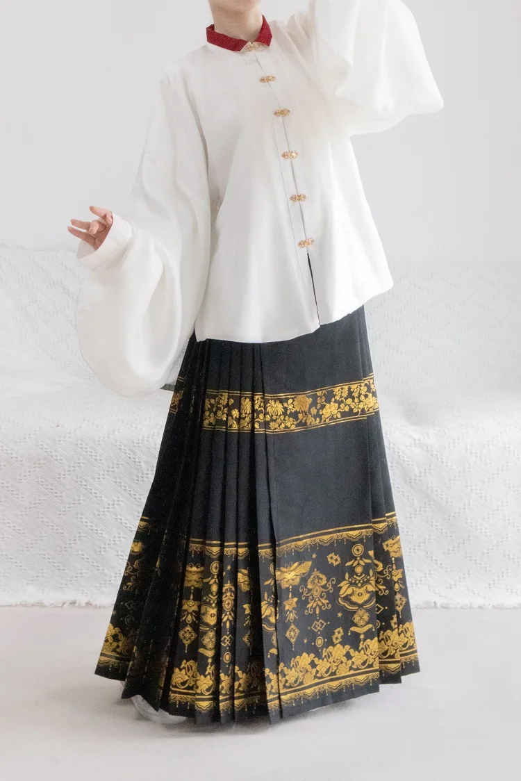 Spódnica z Końską twarz Hanfu Kobieca sukienka Haftowane Spódnica w Stylu Casual Spódnica z Końską Twarz Pony Tradycyjna Dynastia Ming