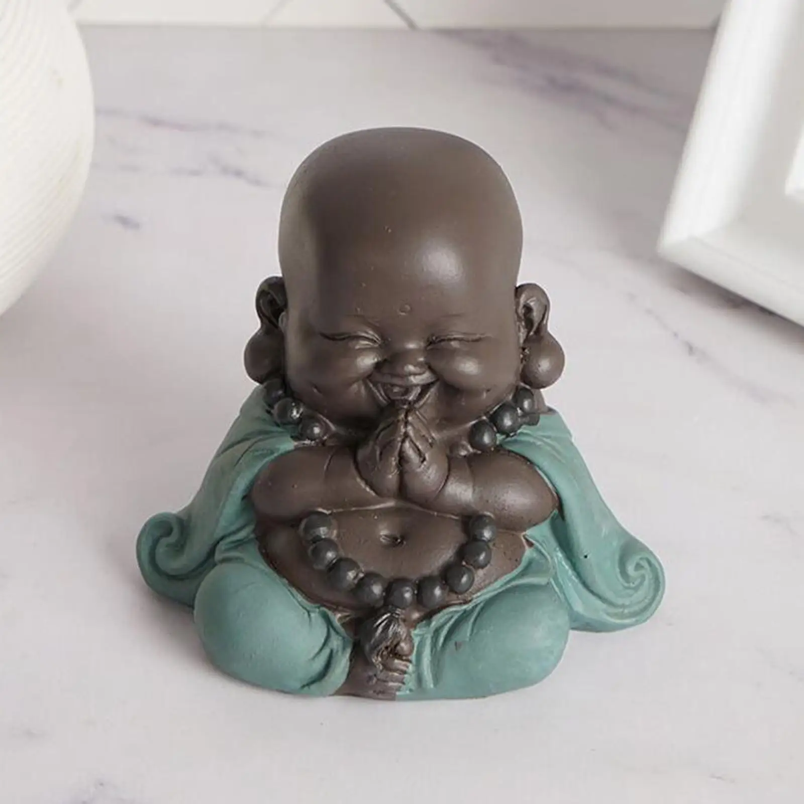 Ceramiczna Uśmiechnięta Posąg Buddy Dekoracyjne Ozdoby Ręcznie Robione Mały Mnich