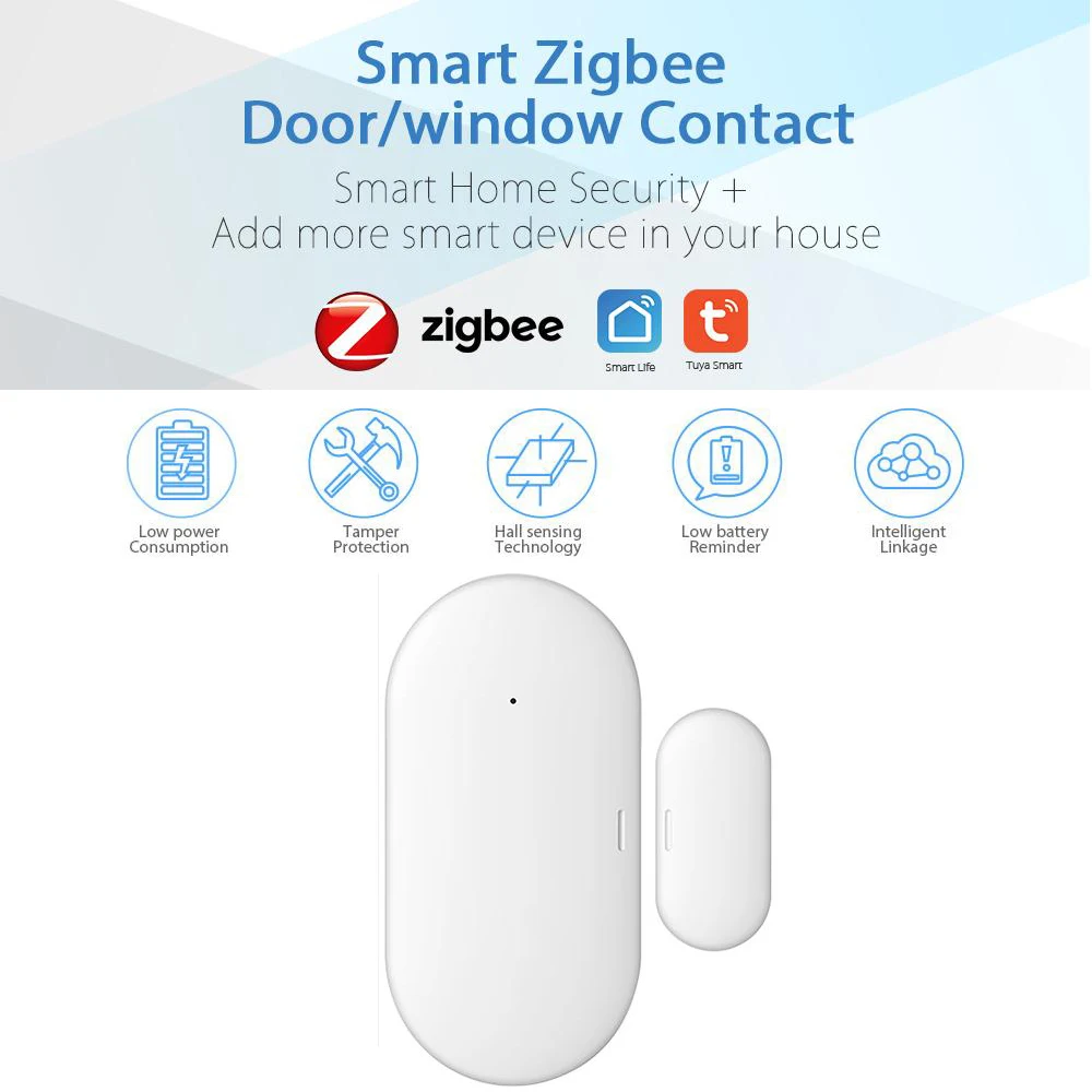 Tuya Smart Zigbee Czujnik Drzwi Okna Detektor Alarmowego APLIKACJA Smart Life Zdalny Monitor Praca Z Alexa Google Home Assistant