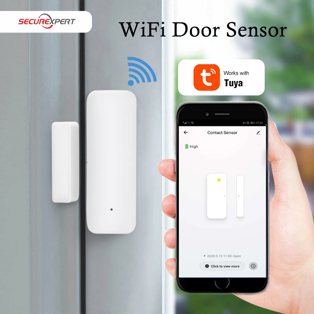WiFi Drzwi czujnik Inteligentny dom Czujniki otwarcia/zamknięcia drzwi i okien Obsługuje telefon komórkowy odbierający informacje o alarmie