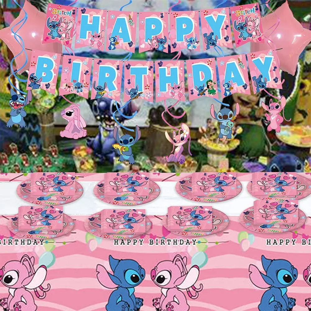 Stich Disney Dekoracje Urodzinowe Zestaw Lilo y Stitch Wieczorne Upominki dla dzieci na urodziny papierowy ciasto topper darmowa wysyłka towarów