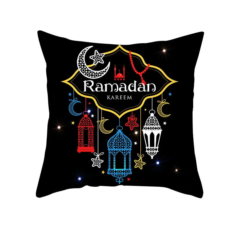 Islamski Eid Mubarak Ozdoba Poszewka Meczet Muzułmański Dekoracyjna Poszewka Złoty Księżyc Z Nadrukiem Ramadan Poszewka ramkowym lub 45 x 45 CM