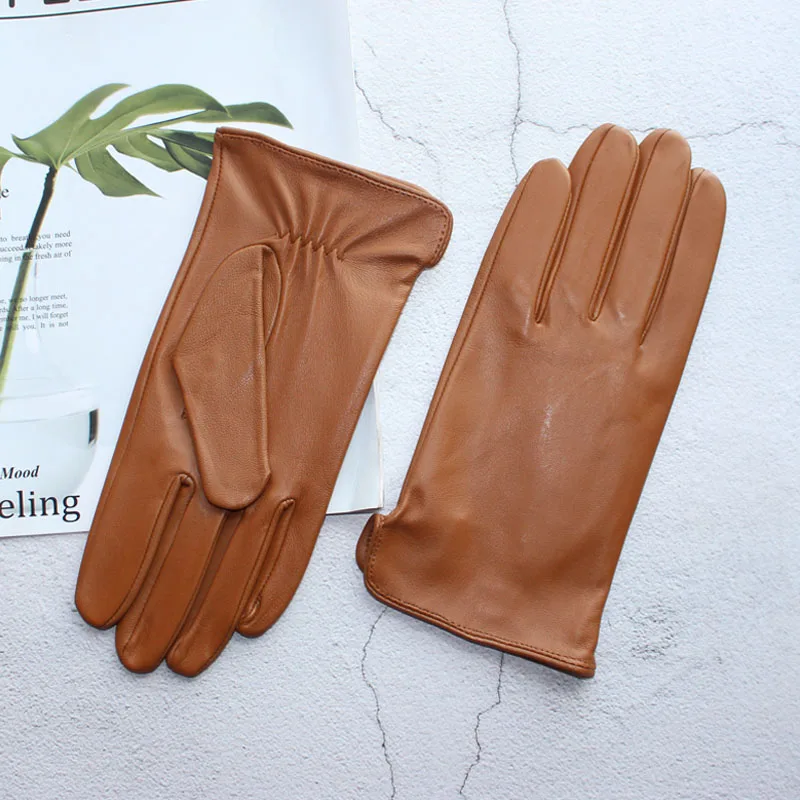 Nowe rękawiczki z owczej skóry, męskie, skórzane cienkie letnie rękawiczki bez podszewki, z dotykowym ekranem, sportowe rękawiczki do jazdy i jazdy konnej, wiosna i jesień