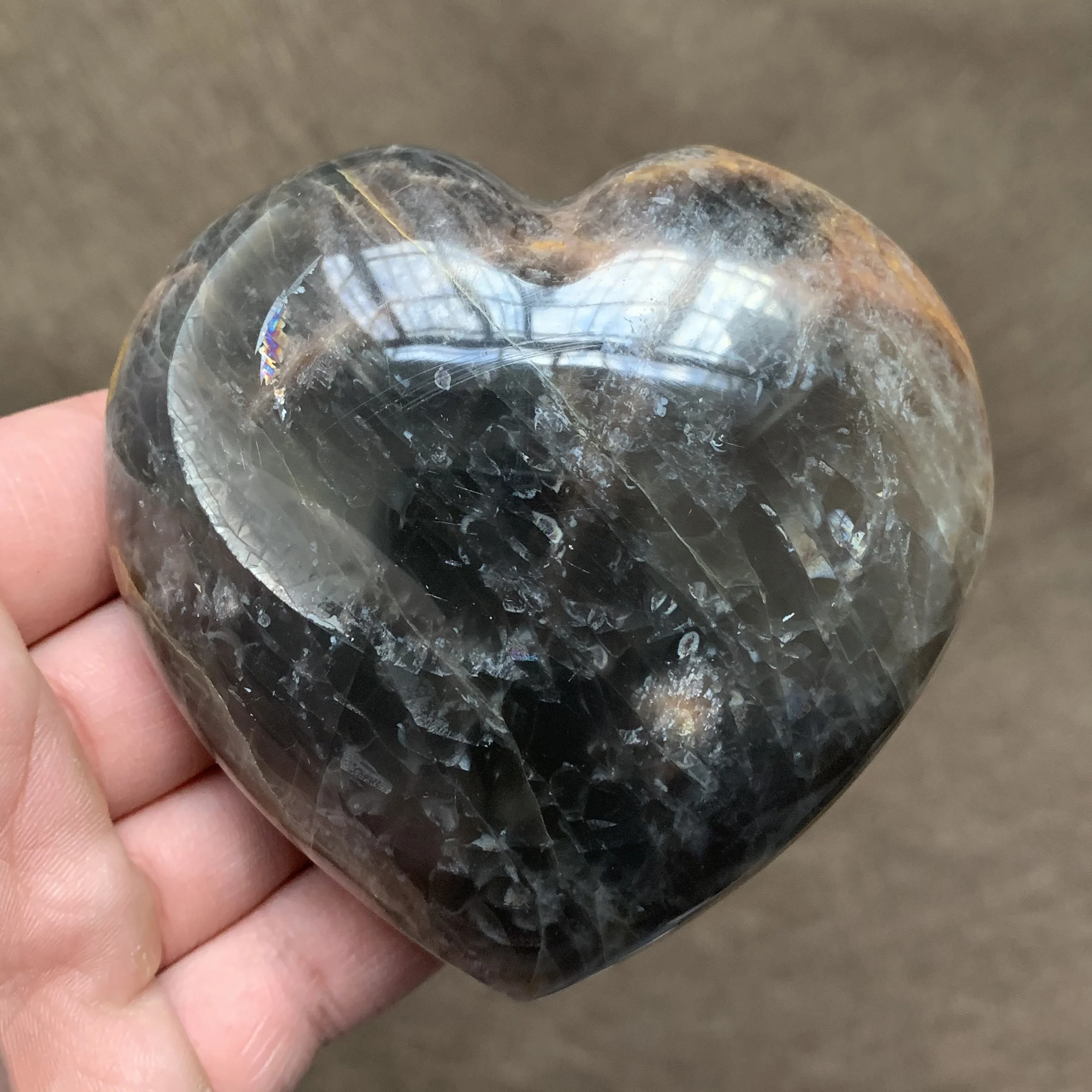 Naturalny Kryształ Szary Księżycowy Promień Serce Rock Ozdoba Polerowany Kwarc Kamień Miłość Uzdrawianie Reiki