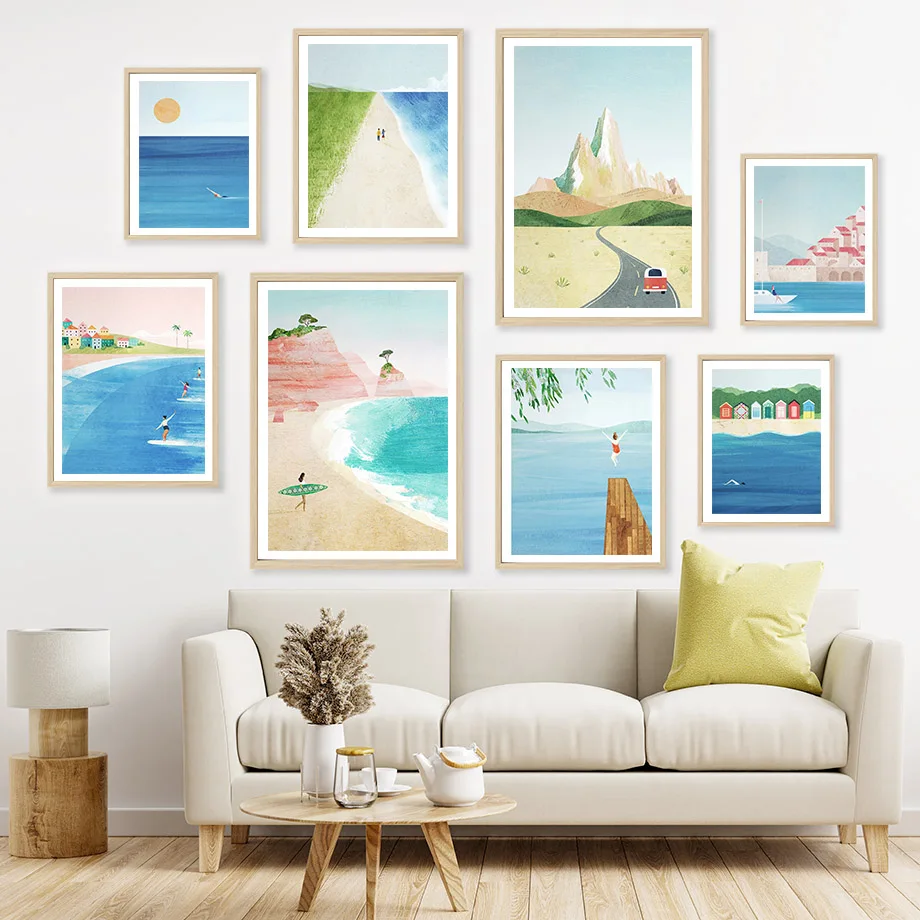 Morze, Plaża, Surfing, Basen Góra Streszczenie Ścienne Płótno Malarstwo Sztuka Plakaty I Reprodukcje Ścienne Obrazy Do Wystroju Salonu