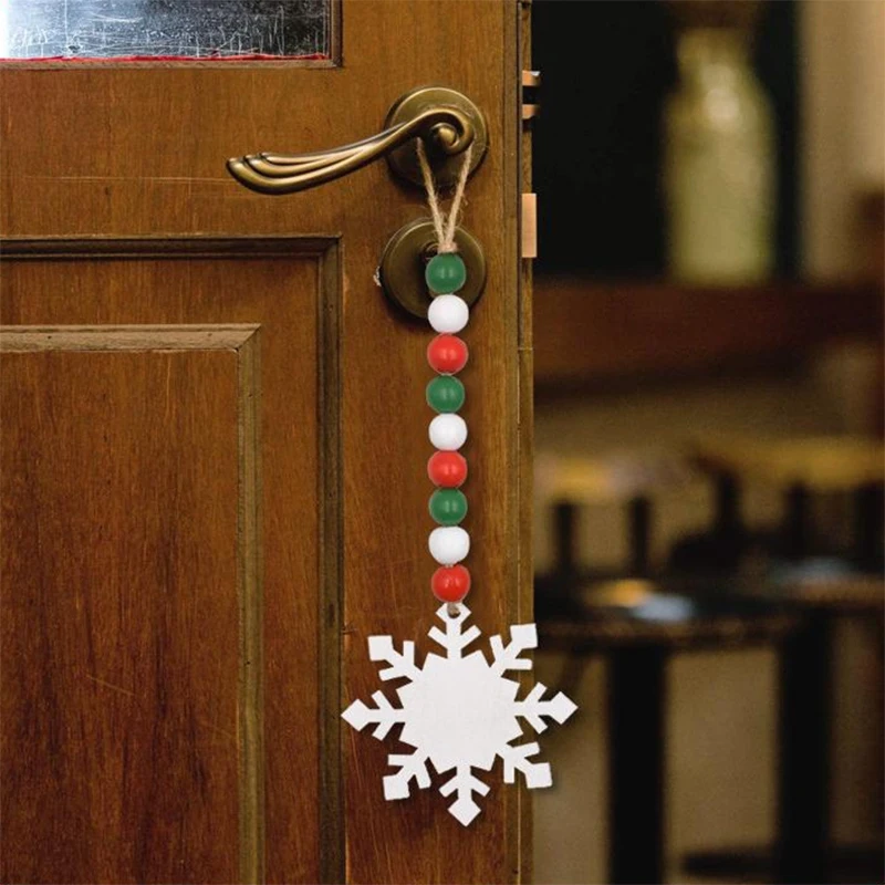 Boże narodzenie Drewniane Koraliki Santa Snowman Smyczki Koraliki Charms DIY Garland Drzwiowe Wiszące Ozdoby Świąteczne, Biżuteria, Akcesoria